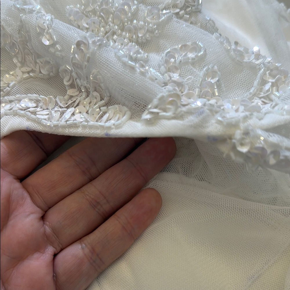 Lulus Momentous Love White Beaded Bustier Mesh Mermaid Maxi Dress Size Large - Picture 14 of 16